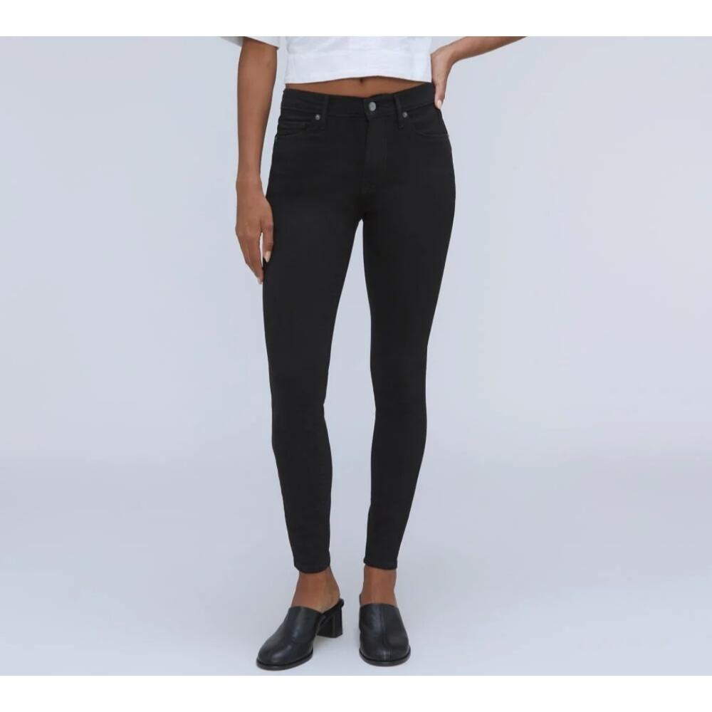 Everlane NWT Rocker Classic Denim Boho  Black Mid Rise Skinny Jeans Size 23